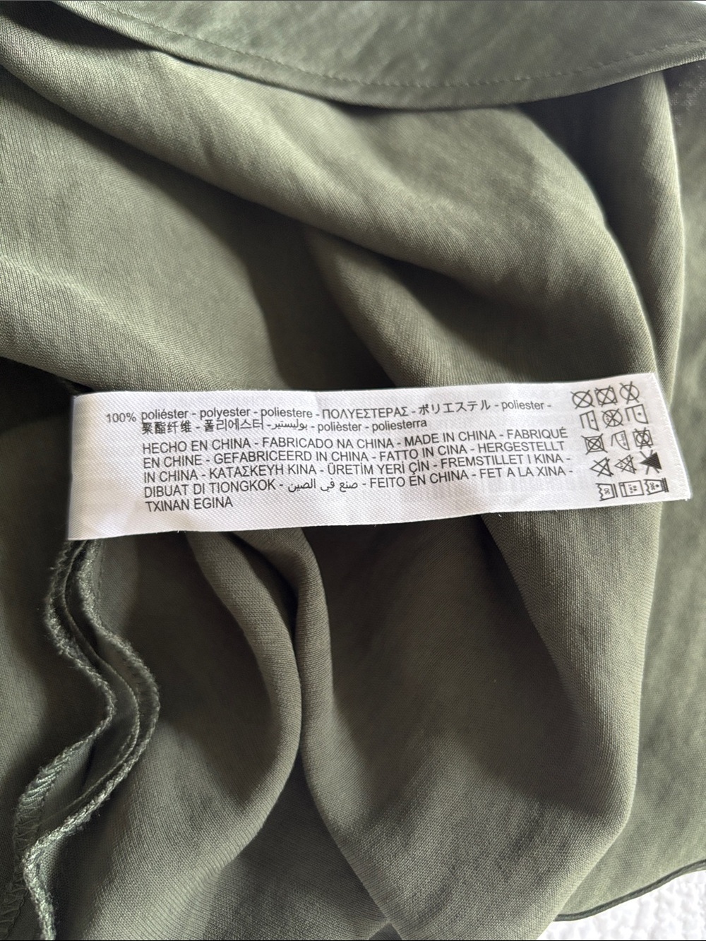 Zara Satin Midi Slip Dress Ruched Side Spaghetti Straps Emerald Green Size XS - Picture 8 of 14